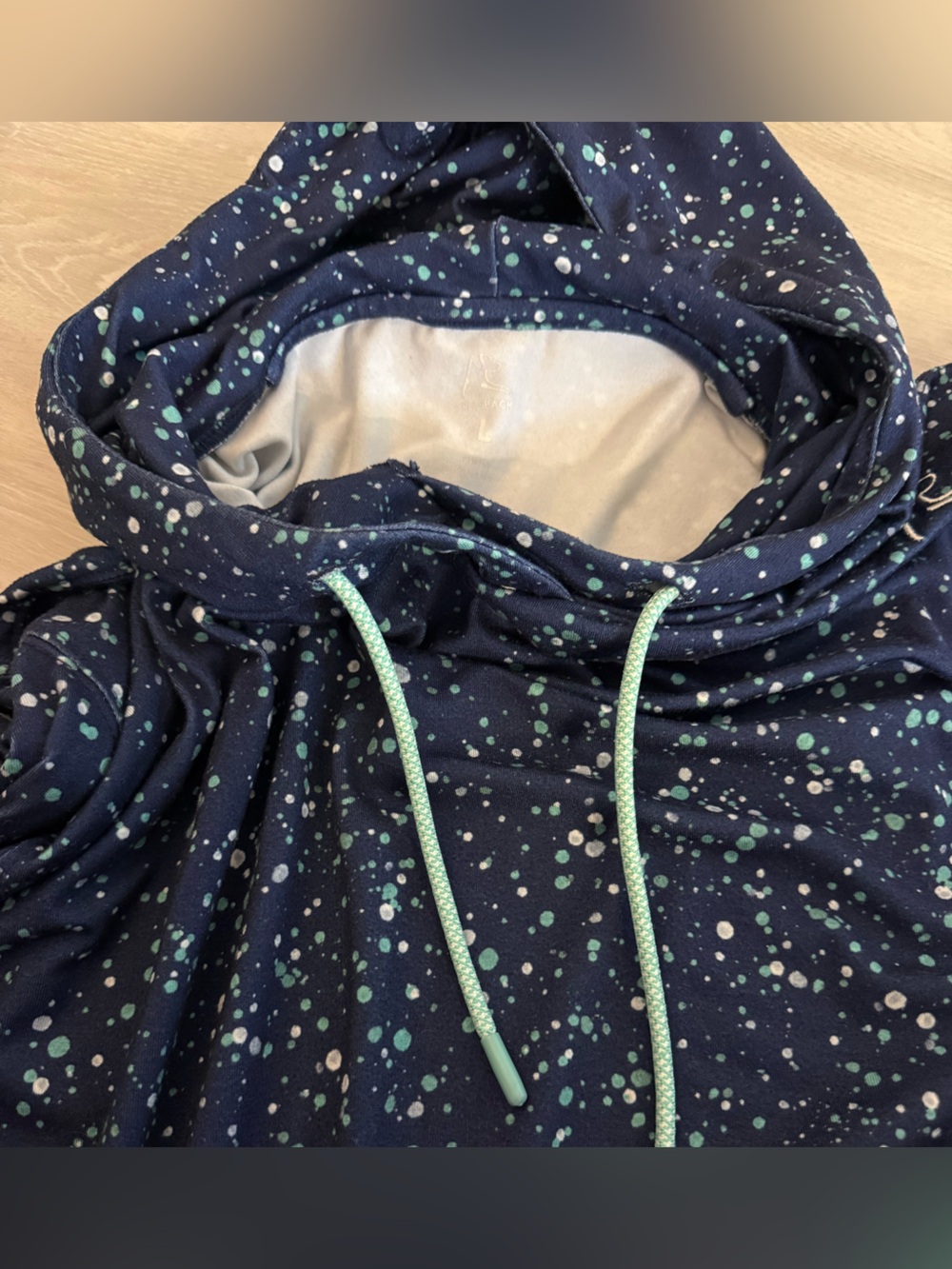 Rhoback Men's L Navy Speckled Hooded Pullover Sweatshirt - Picture 4 of 4